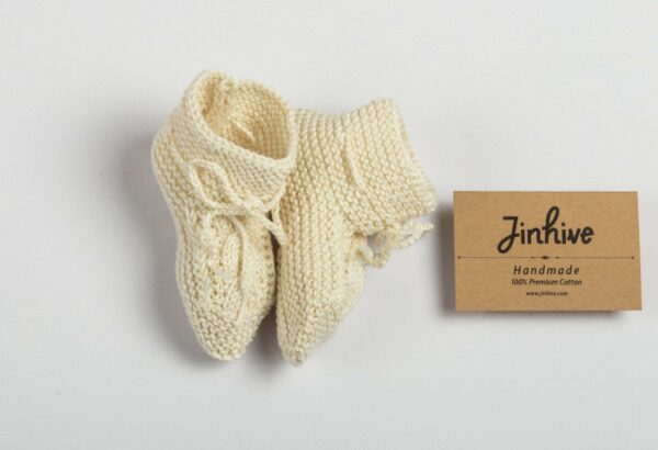 Hand-knitted Beige kids socks