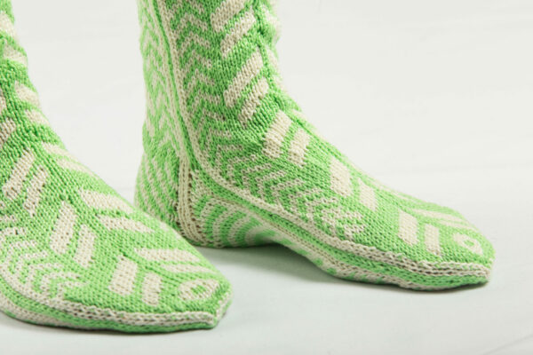 Green-beige Handmade Socks