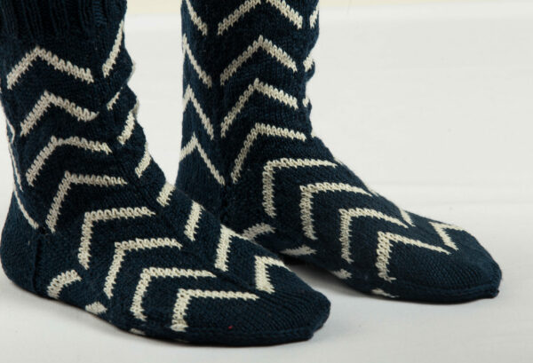 Navy-beige Handmade Socks